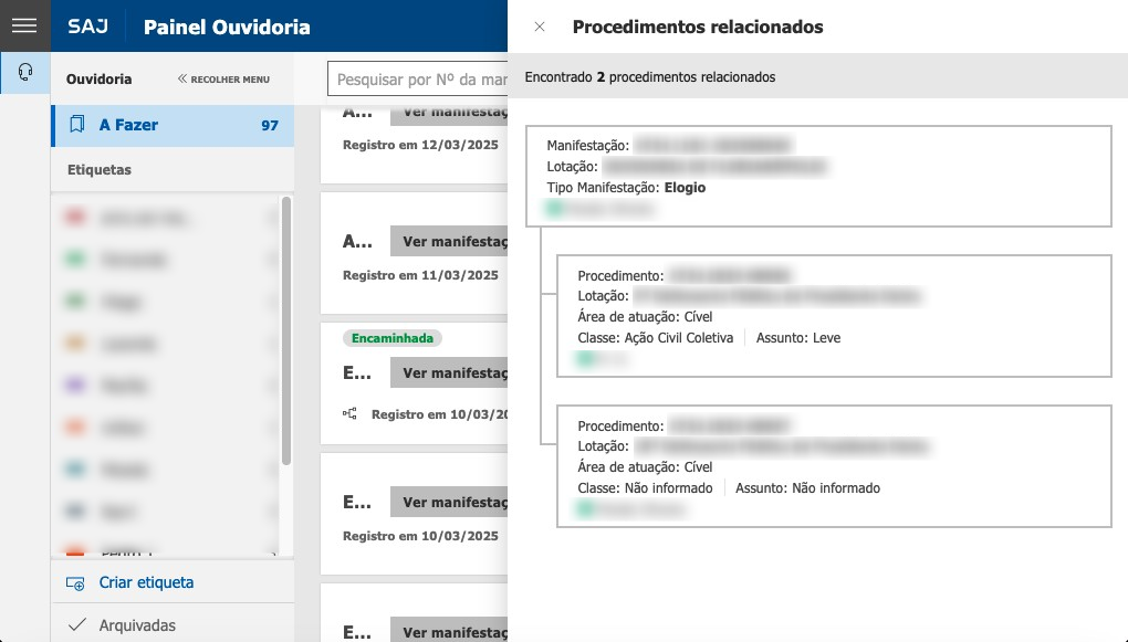 Aba Procedimentos relacionados